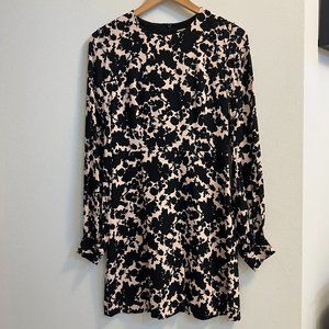 Sportmax by Max Mara Floral Mini Dress Black Blush Balloon Sleeve — US 4